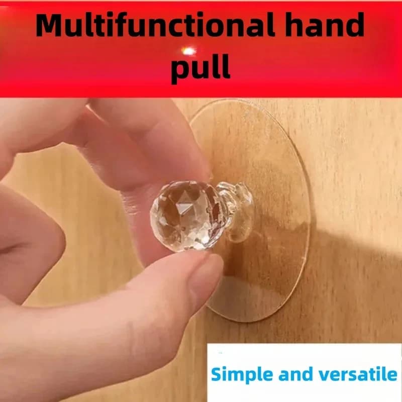 Maniglie per porte e cassetti in cristallo trasparente (10/20 pezzi) - Maniglie autoadesive con design a gancio per armadi, porte e decorazioni murali