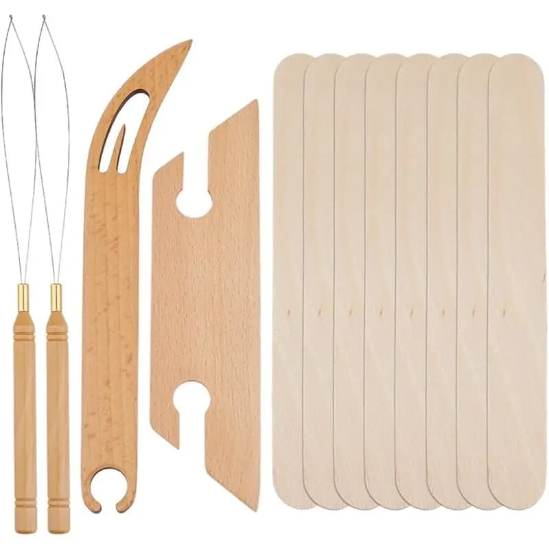 Wooden Knitting Looms Beveled Inkle For Weaving 12Pcs Wood Weave Kit Shuttles Set For Weave Enthusiasts Lover