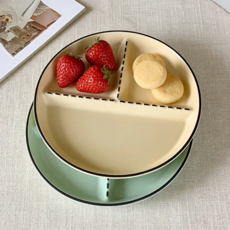 Ceramic Disappeared Home Breakfast Plate Weight Loss For Adult Vassoio Divided Special Quantity Stoves for Healthy Diet