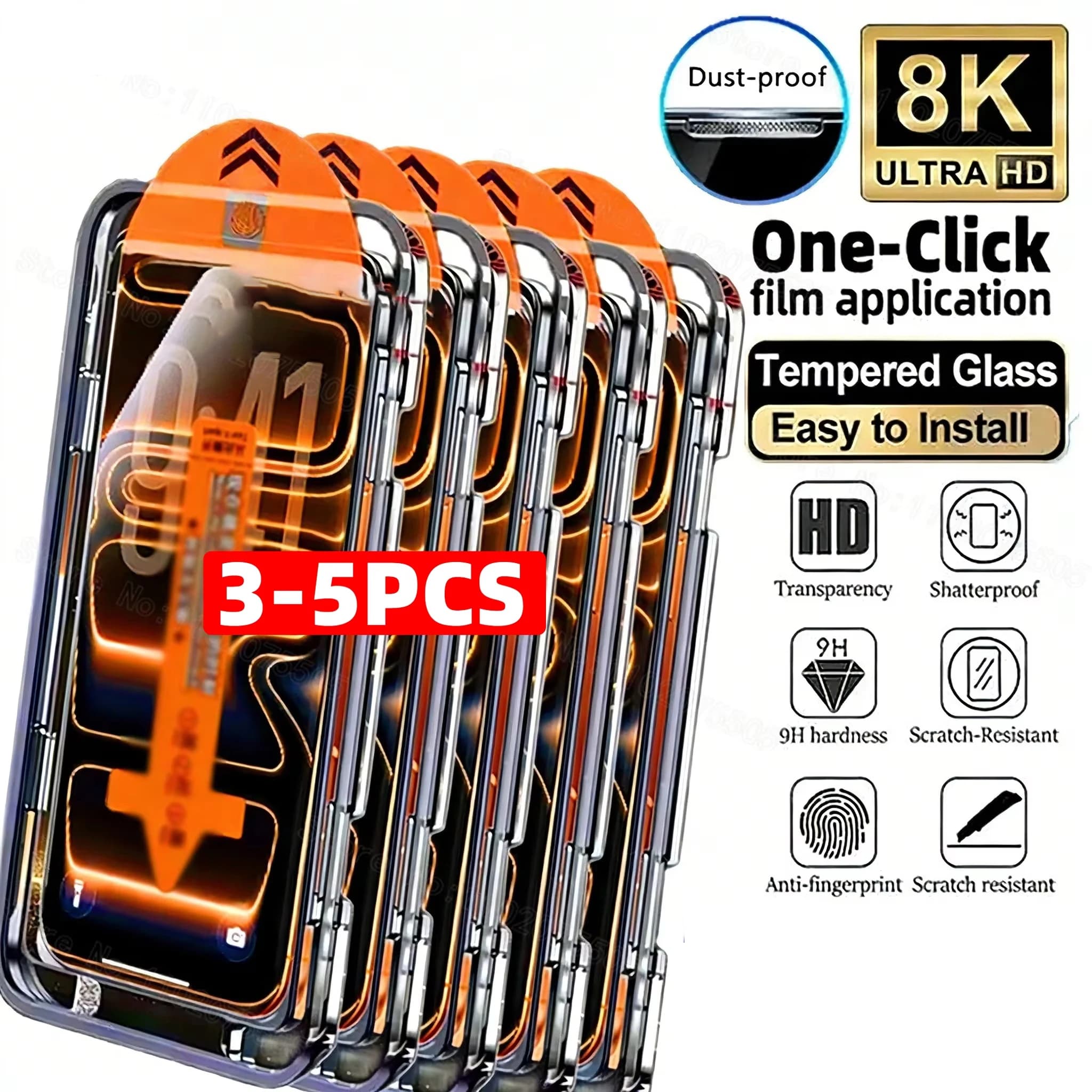3-5 Pezzi Pellicola Protettiva HD Facile da Installare per iPhone 17 16 Pro Max Air 13 11 15 14 Plus 16e 12 Mini XR X Xs 7 8 in Vetro Temperato
