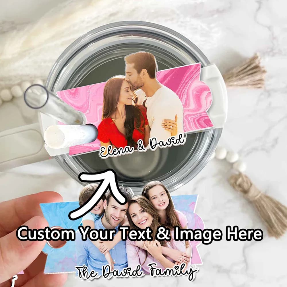 Personalized Photo Tumbler Name Tag, 30oz 40oz Tumbler Quencher Name Plate Topper, Custom Pet Accessories Tag