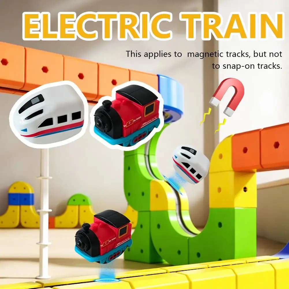 Treno magnetico ricaricabile per bambini, per binari magnetici, motore elettrico, giocattoli educativi da costruzione, accessori