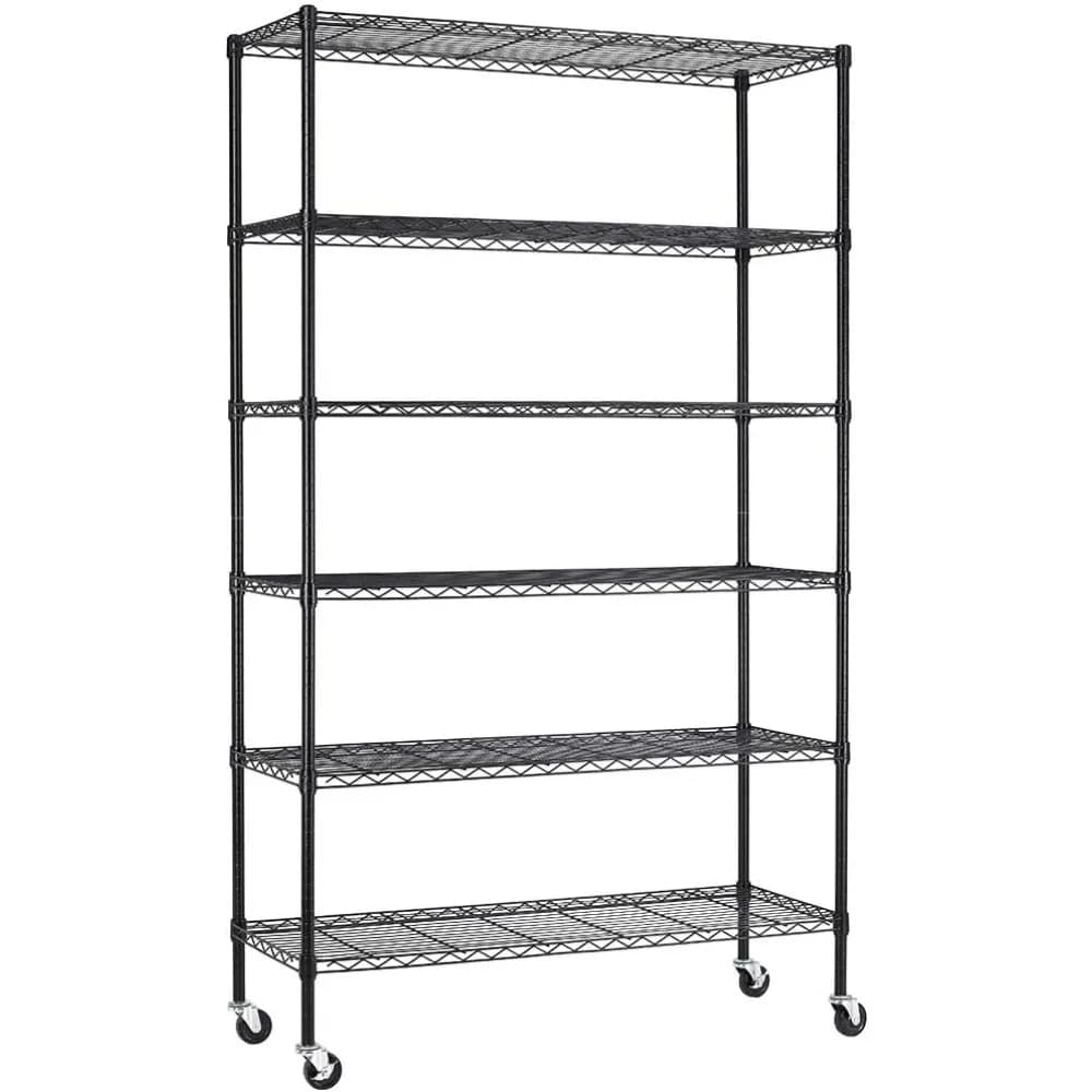 Metal Wire Shelving with Wheels, 6 shelves, Resistant, for Garage and Storage Organization