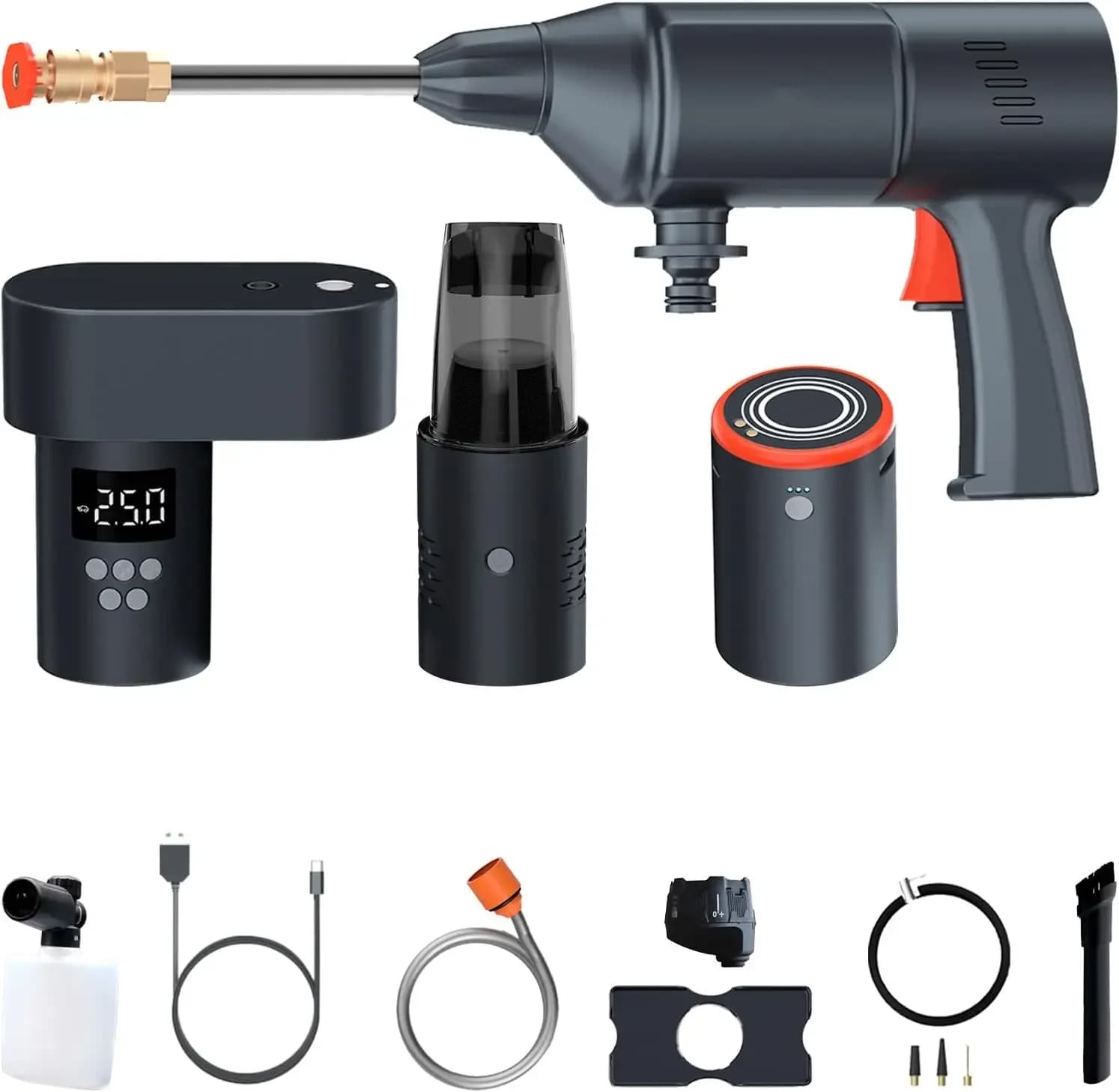 # Per 5 In 1 Kit Auto 19000Pa Aspirapolvere Per Auto 200psi Rondella Torce Elettrica Portatile 150psi Gonfiatore Pneumatici 15000mah Auto Salto di Avviamento