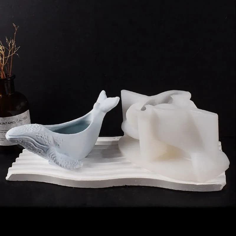Stampo in Silicone a Forma di Balena 3D per Contenitori Candele, Tazze per Candele in Gesso Aromaterapico, Scatole Contenitore in Resina Epossidica e Cemento, Stampi Decorativi