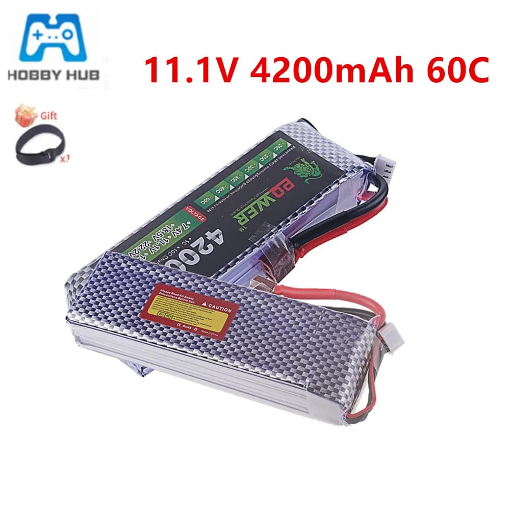 Batteria Lipo 3S 11.1V 4200mAh 60C per auto da corsa fuoristrada RC, quadricottero drone elicottero R/C