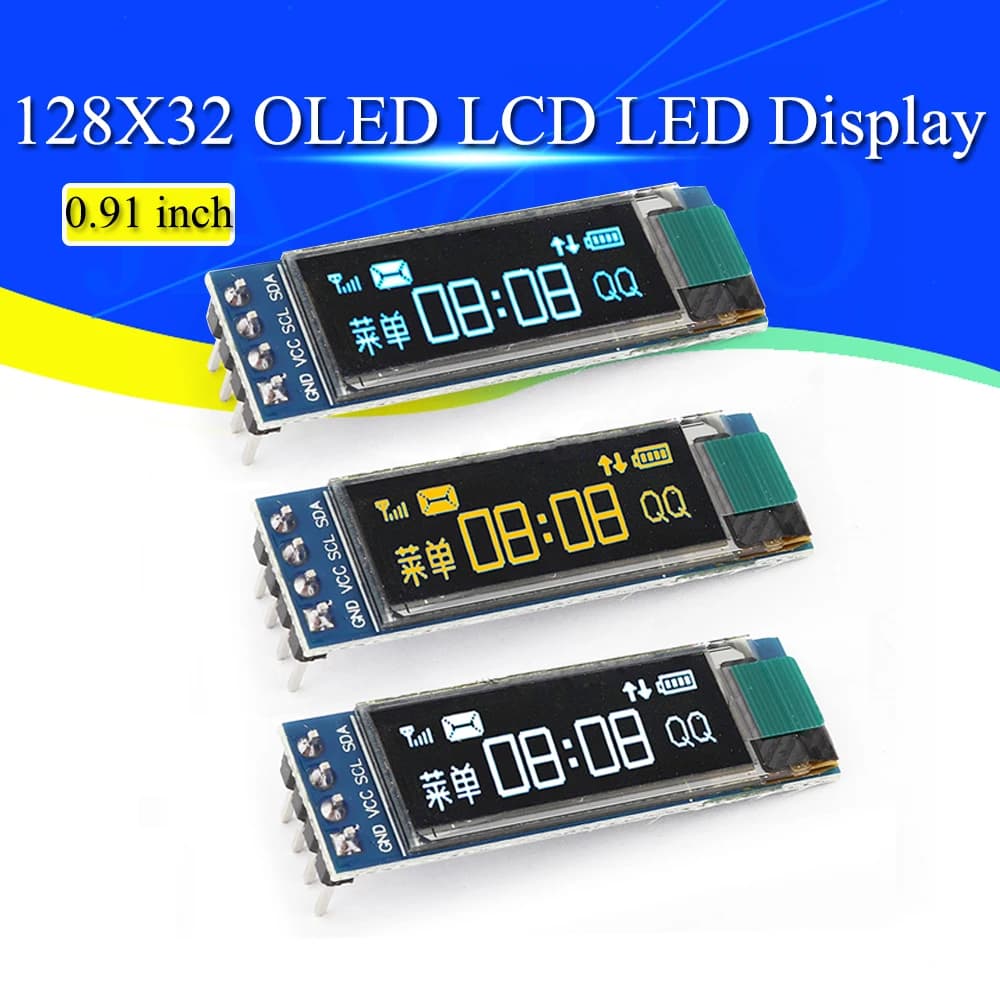 1-10 pezzi modulo OLED da 0,91 pollici 0,91 "bianco/blu OLED 128X32 OLED LCD LED SSD1306 modulo display 0,91" IIC comunicare per arduino
