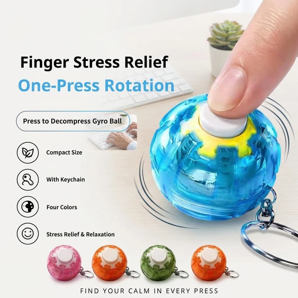 Rotatable Fidget Spinner Ball Keyring 3D Press Rebound Stress Relief Toy Mini Portable Sensory Toy Backpack Pendant