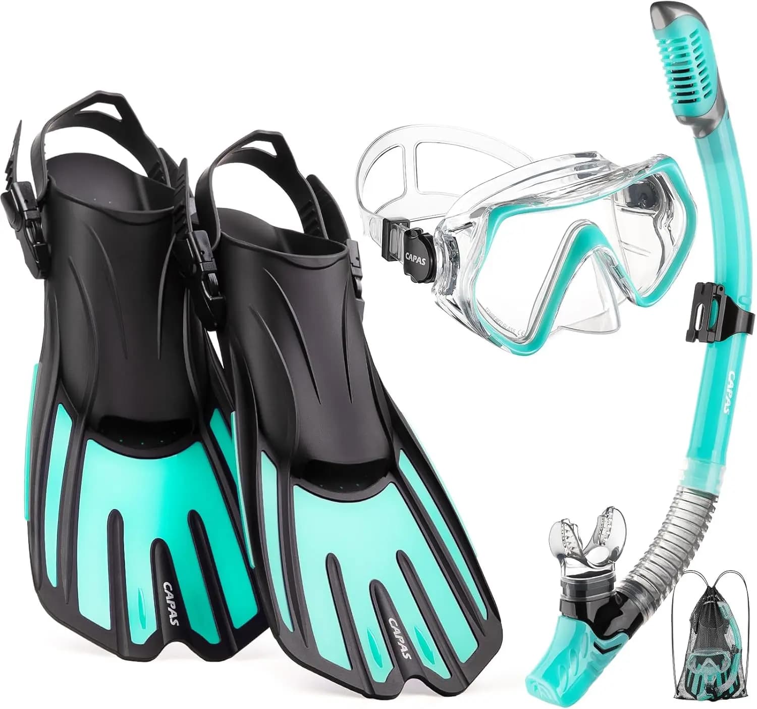Complete Set for Snorkeling for Adults with Adjustable Pins, Diving Mask, Dry Mouth and Travel Bag
