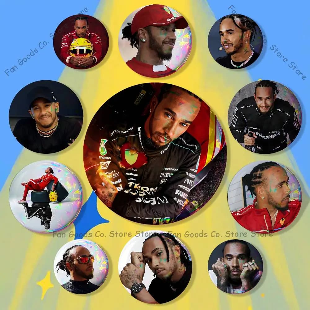 Racing Driver H-Hamilton Brooches for Backpack Accessories 25mm,32mm,48mm,58mm,75mm Round Enamel Pins Cartoon Badge