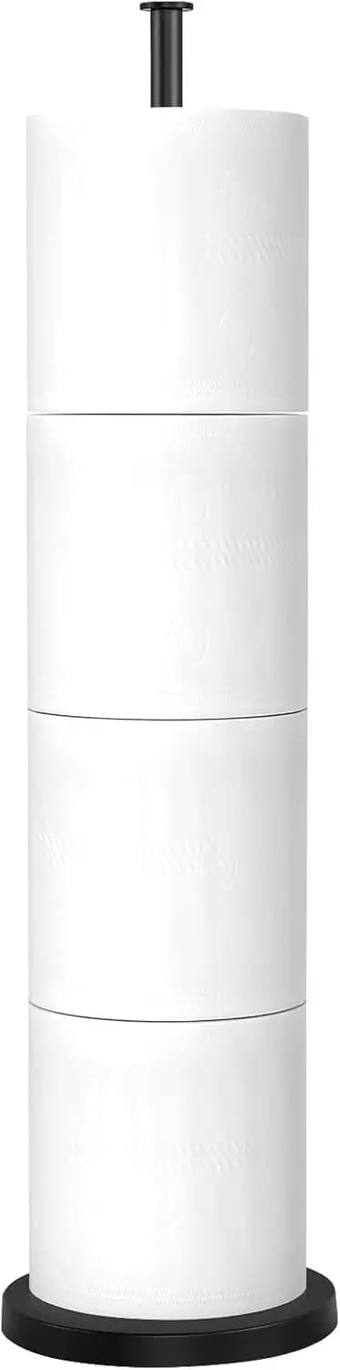 Freestanding Toilet Paper Holder Stand with Reserve, Rustproof Matte Black, No Drilling Needed