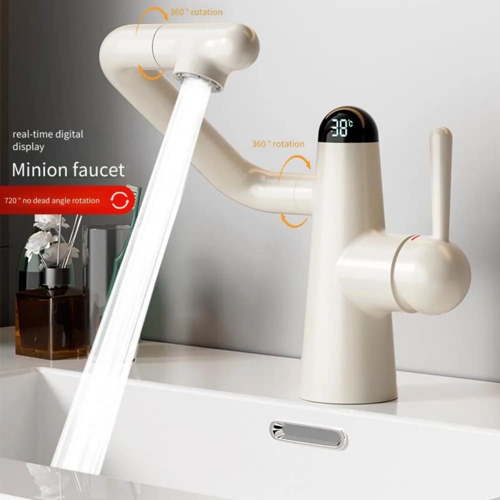 Basin Faucet Brass Toilet Washbasin Faucet Bathroom Cabinet Universal Hot and Cold Water Rotatable
