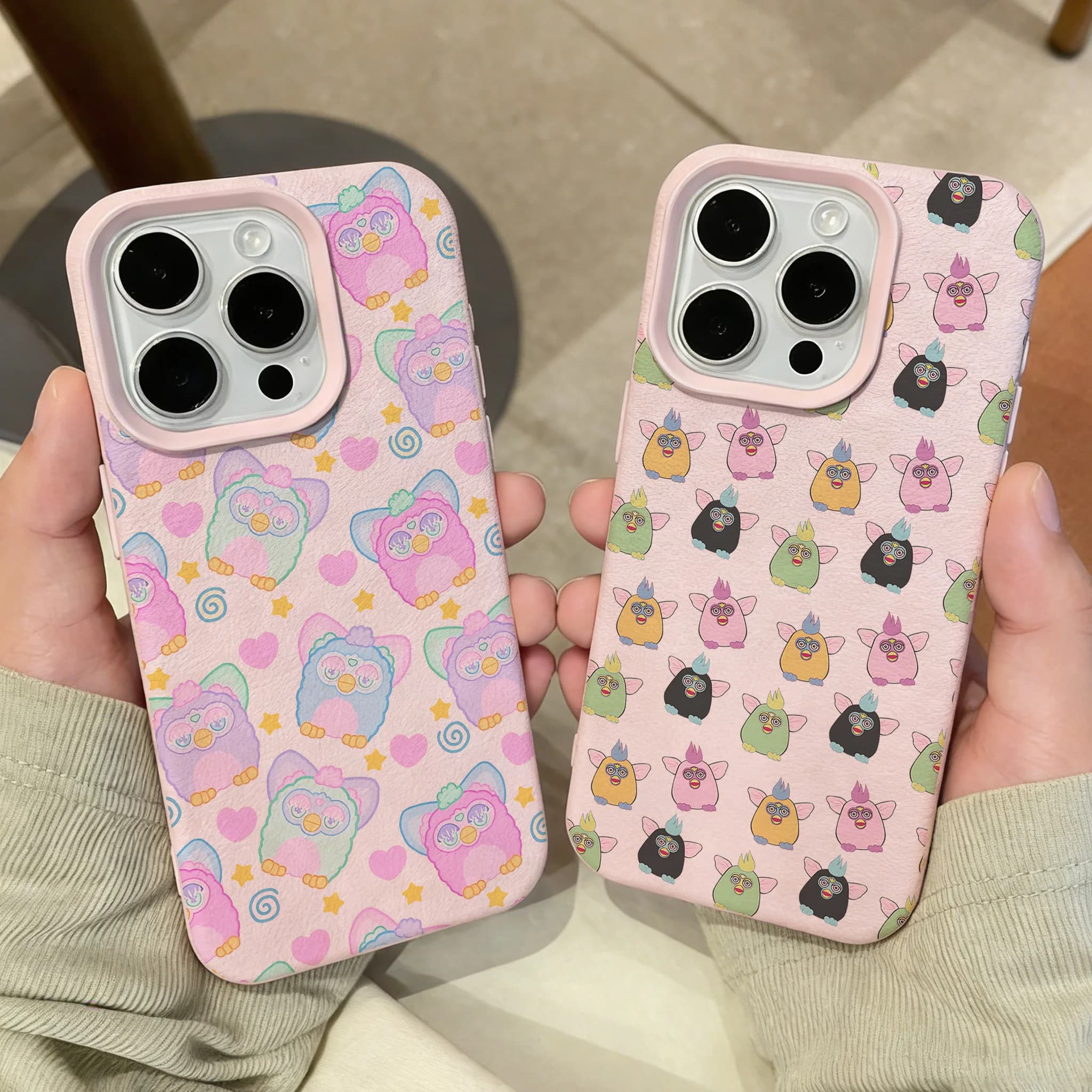 Custodia per telefono in pelle con motivo Furbys Cartoon per iPhone 17 16e 16 15 14 13 12 11 Air Pro Max Plus X XR XSMax antiurto