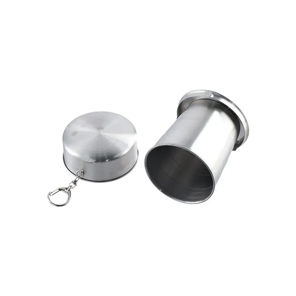 Tableware 150/250ML Stainless Steel Folding Cup Folded Keychain Retractable Cup Portable Telescopic Collapsible Cups Outdoor