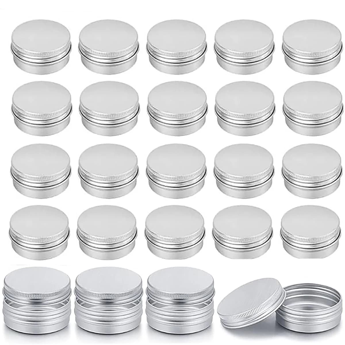 5-10 pz 5g - 100g lattine di alluminio vuote lattine lattine rotonde in metallo argento con coperchio a vite per vendita spezie candele rossetto