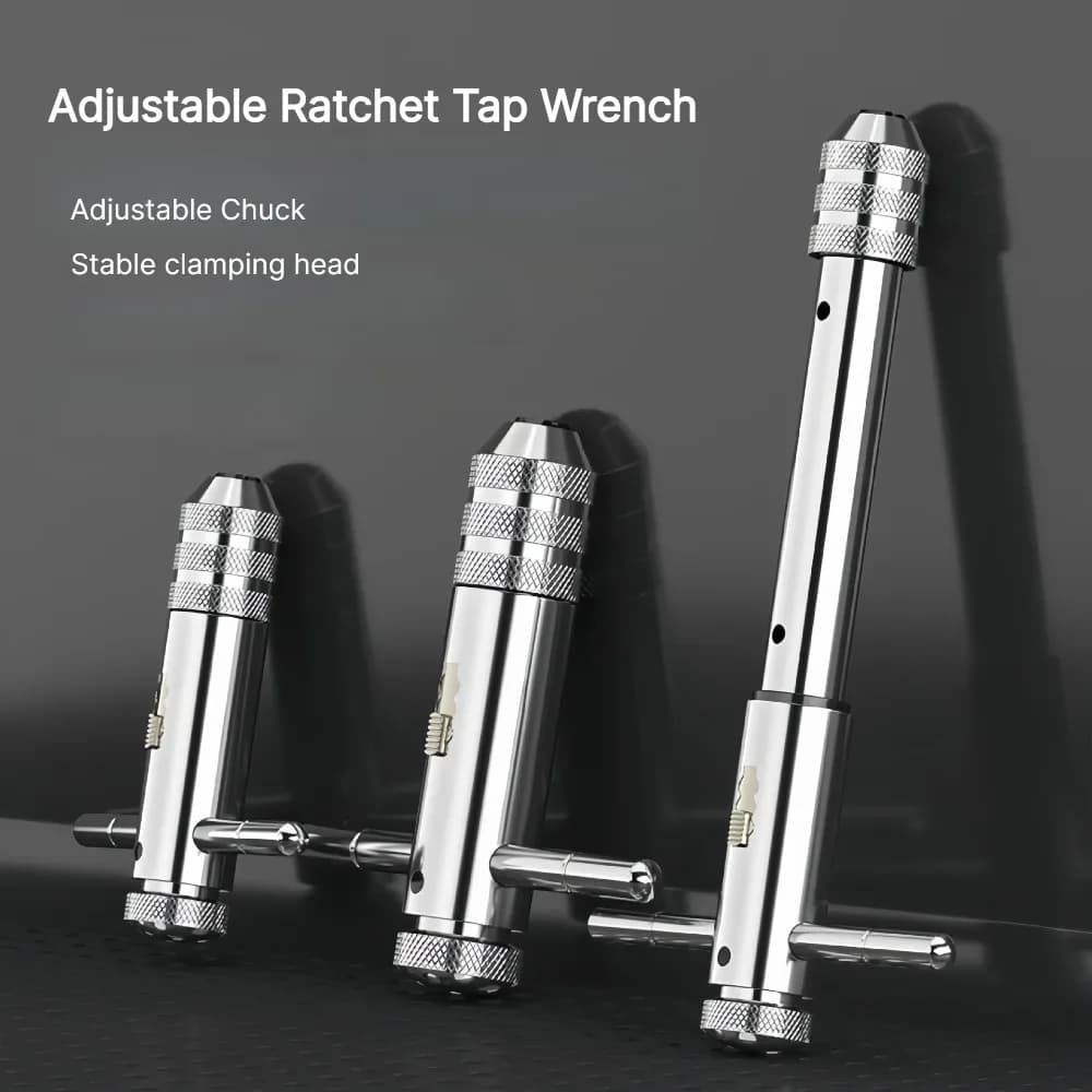 M3-M12 Adjustable Ratchet Tap Wrench Extended Forward Reverse Twister Thread Tapping Tool Tap Die Set T-Handle Hand Tools