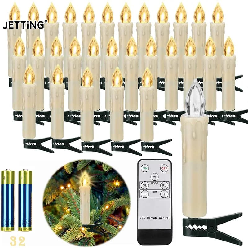 10/20 pezzi luci a candela a led luci a corda ad energia solare Natale e Pasqua patio esterno clip-on decorativo