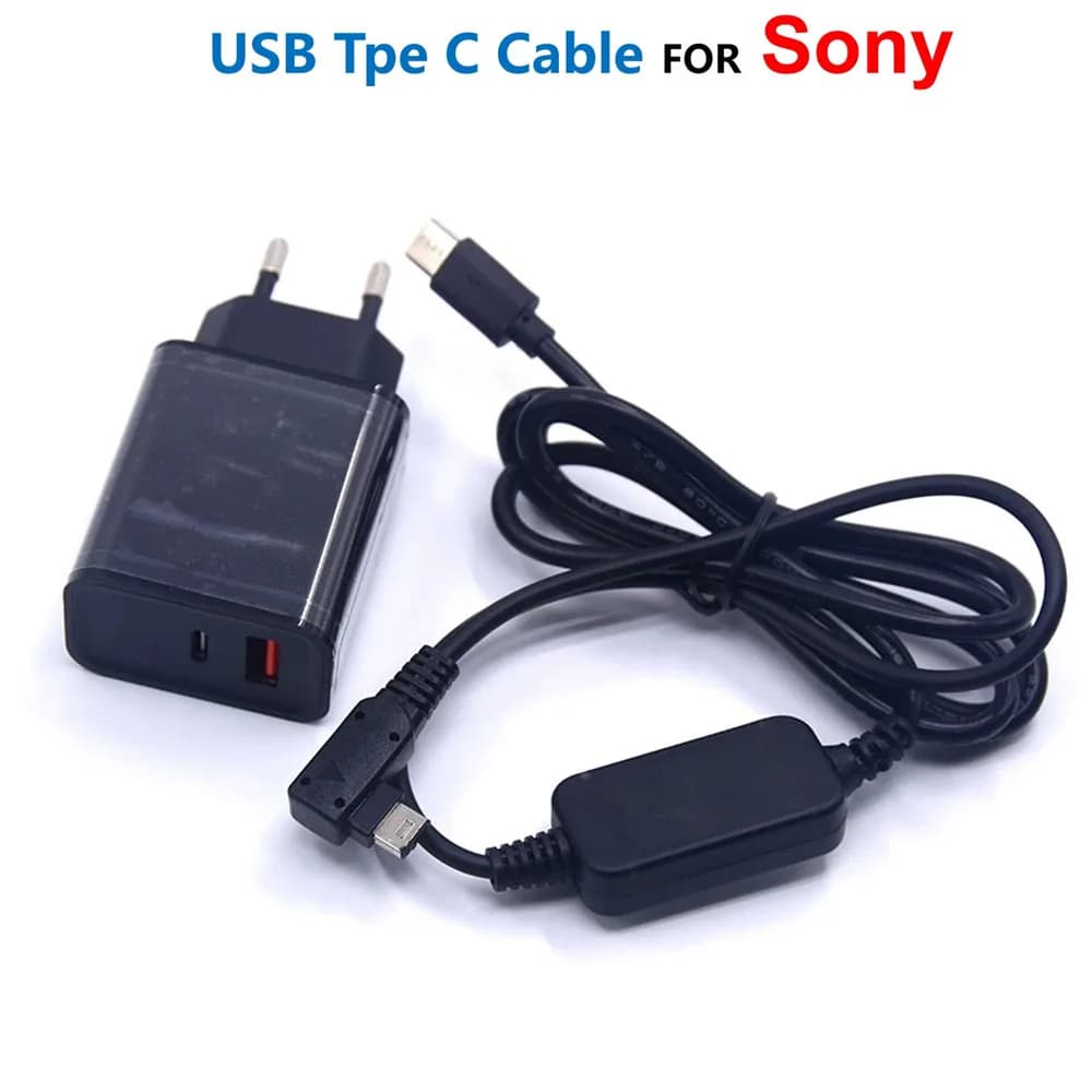 Cavo adattatore USB C AC-PW10AM 8V + caricatore PD per Sony Handycam NEX-VG10 VG10 NEX-FS700 Alpha SLT-A58 A99 A57 A77 A10
