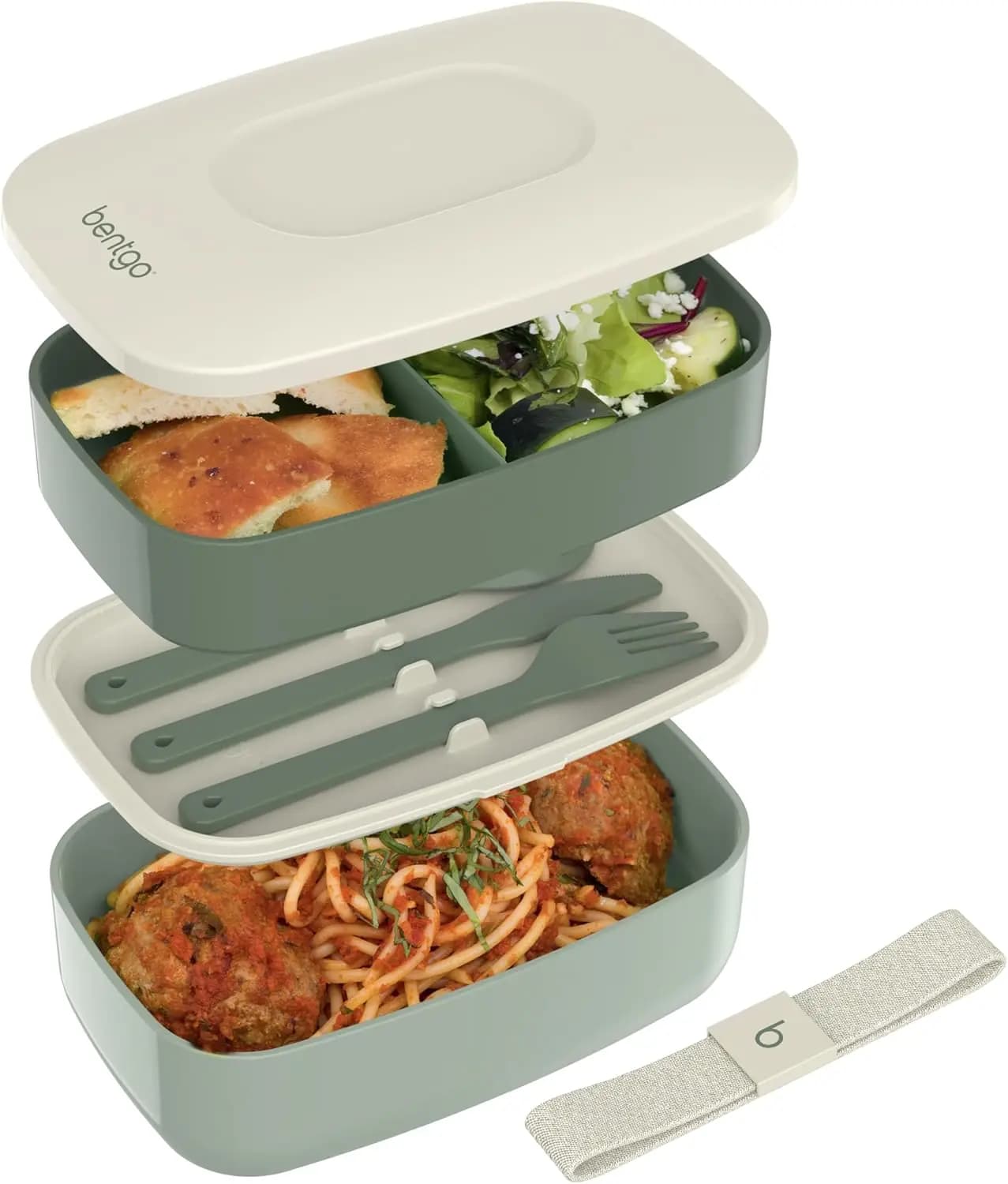 Contenitore per Pranzo per Adulti con Set di Utensili Rimovibili, Scatola Pranzo Impilabile a 3 Scomparti, Senza BPA per Preparazione Pasti e Uso in Movimento