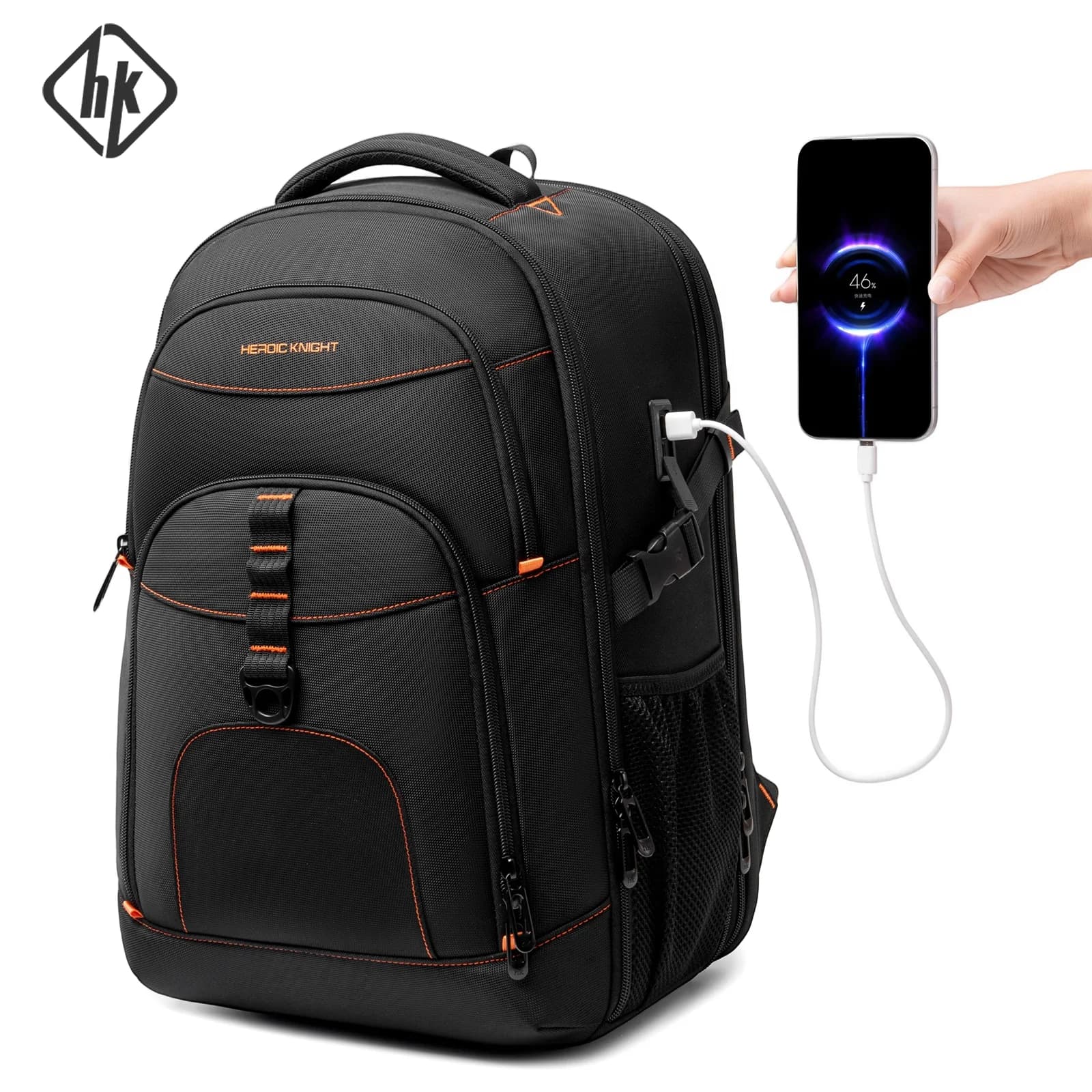 HK Waterproof Hiking Backpack Male Multifunctional Sports Camping Bag for Men Large Capacity Outdoor Rucksack with Bottle Holder