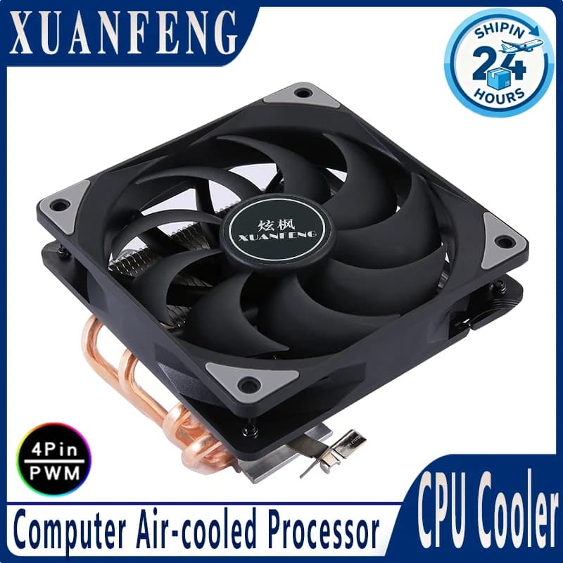 XUANFENG Ventola 4pin/PWM 120mm per Processori AM4 X79 X99, Dissipatore CPU Orizzontale per PC con 2/4 Heat Pipe, Compatibile con LGA115x 2011 1200 1700 i5 2066