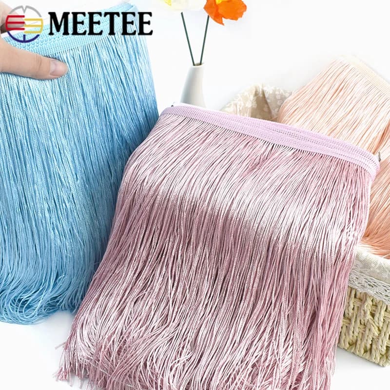 5/10Yards Meetee 20cm Polyester Tassel Fringe Trim Lace Ribbon for Latin Dress Garment Decorative Tassels DIY Sewing Accessories