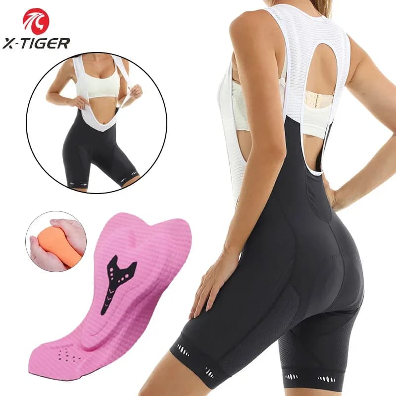 X-TIGER Pantaloncini con bretelle da ciclismo da donna Pantaloncini imbottiti MTB da donna Ride 6 ore Collant da ciclismo Slim Fit UPF 50+ Pantaloncini sportivi
