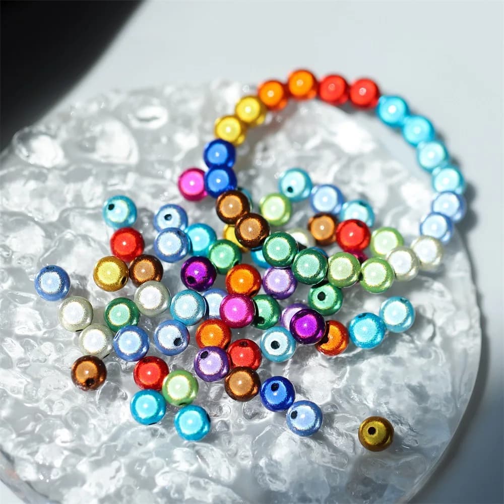20-200 pz Perline Rotonde Acriliche Colorate Effetto Sogno 4-14mm, Perline Distanziatrici Laser per Creazione Gioielli Fai da Te, Bracciali, Orecchini, Collane