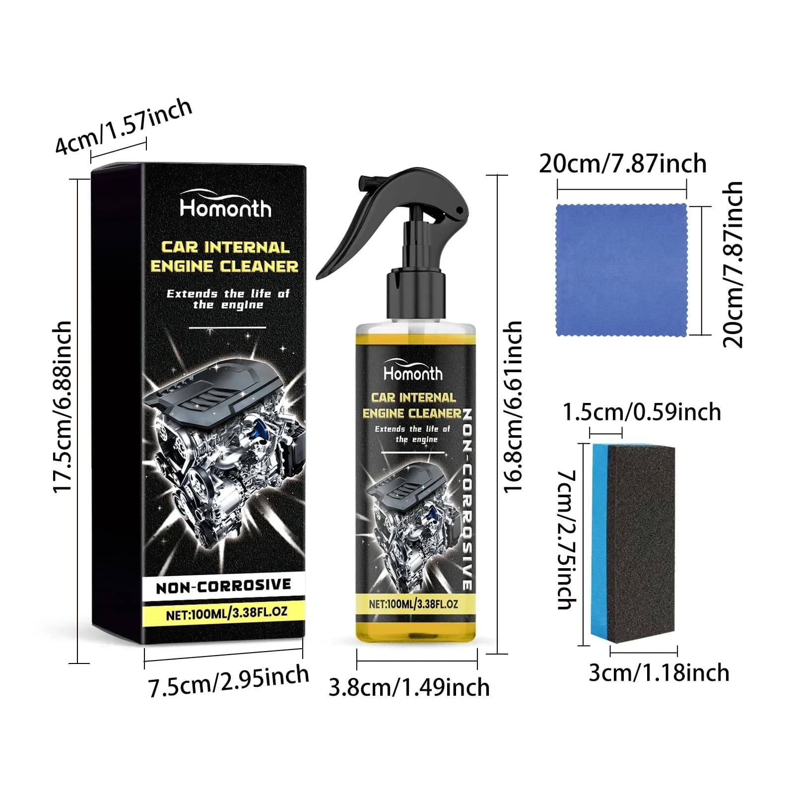 Detergente Sgrassante Concentrato per Motori Auto 100ml, Rimuove Olio e Sporco, Accessori per la Manutenzione e la Pulizia dell'Auto