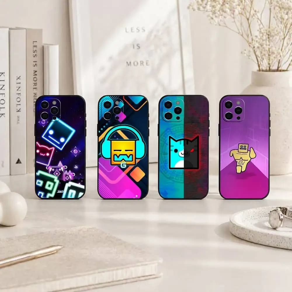 Game G-Geometrys Dashs Phone Case For iPhone 17,16,15,14,13,12,11 Plus,Pro Max,XS,Soft Silicone Black Cover