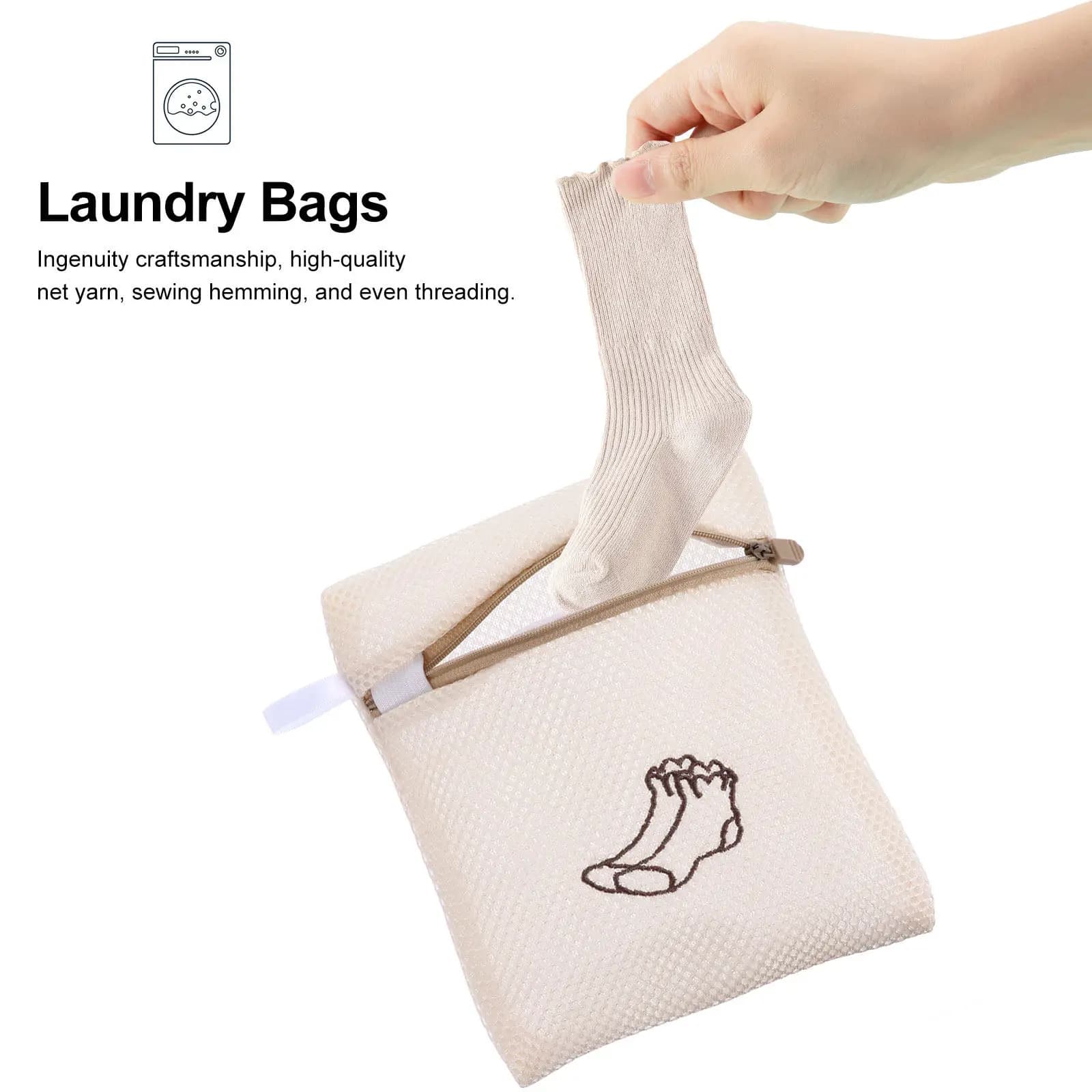 5 sacchetti per biancheria in rete resistente con cerniera per biancheria intima delicata, calzini, reggiseni, drenaggio fluido, protezione completa dei vestiti