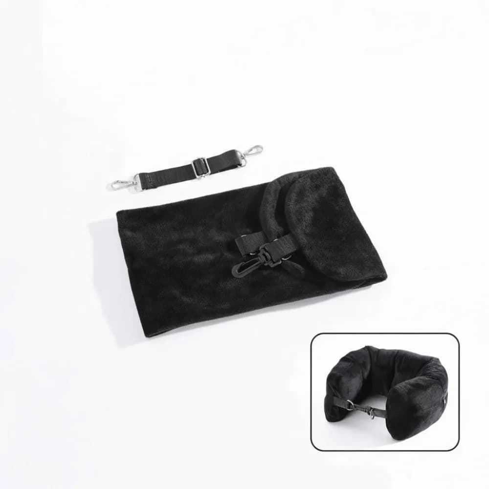 Portable Travel Neck Pillow Solid Color Fillable Storage Bag Pillow Crystal Fleece with Strap U Shaped Pillowcase