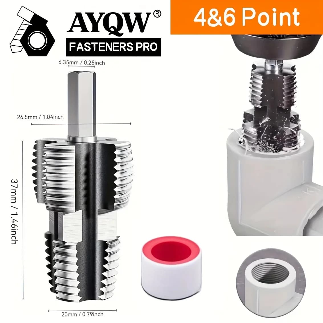 Set di tre utensili per filettatura tubi, per la lavorazione di filettature interne ed esterne PPR da 1/2' e 3/4', inclusi maschi e utensili.