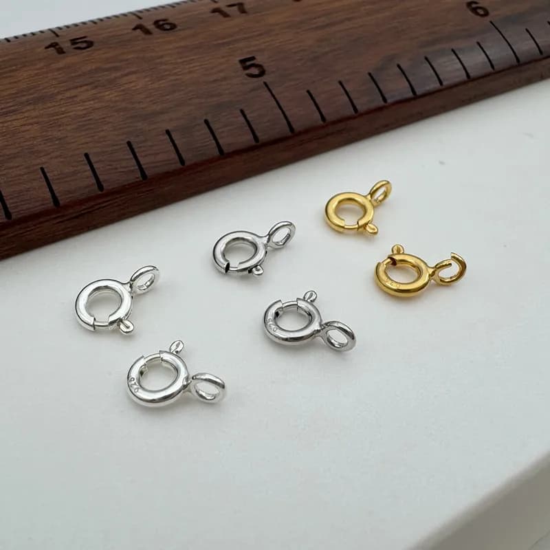 5PCS Solid 925 Sterling Silver 5mm Clasp Connector 18K Gold Color Open Jump DIY Jewelry Accessories Making Components Finding