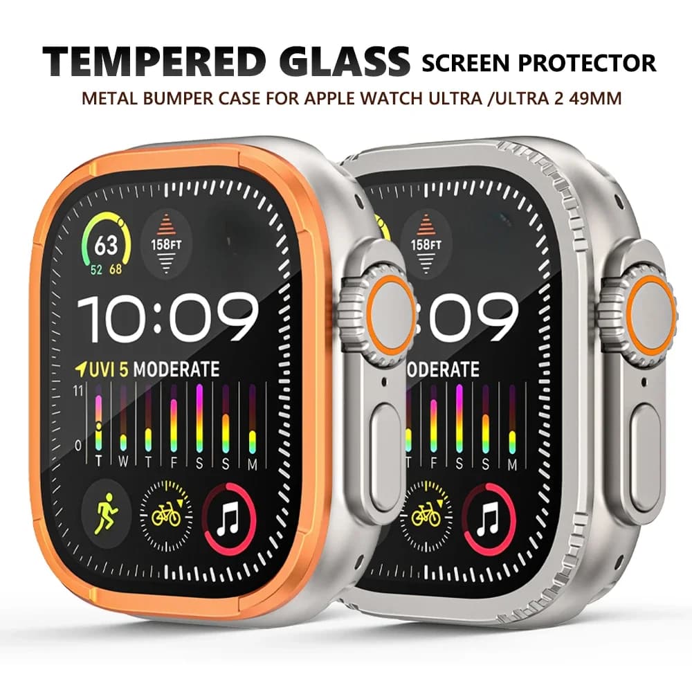 Pellicola Protettiva in Vetro Temperato per Apple Watch Ultra 3 2 49mm con Cornice Metallica Anti-Graffio per iWatch Ultra