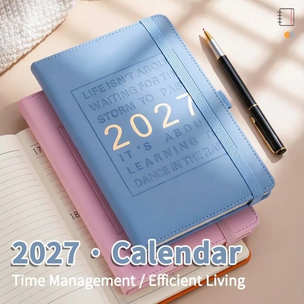 English 2027 Schedule Planner Notepad Wear-resistant Efficiency A5 Agenda Planning Notebook Simple Thick Paper