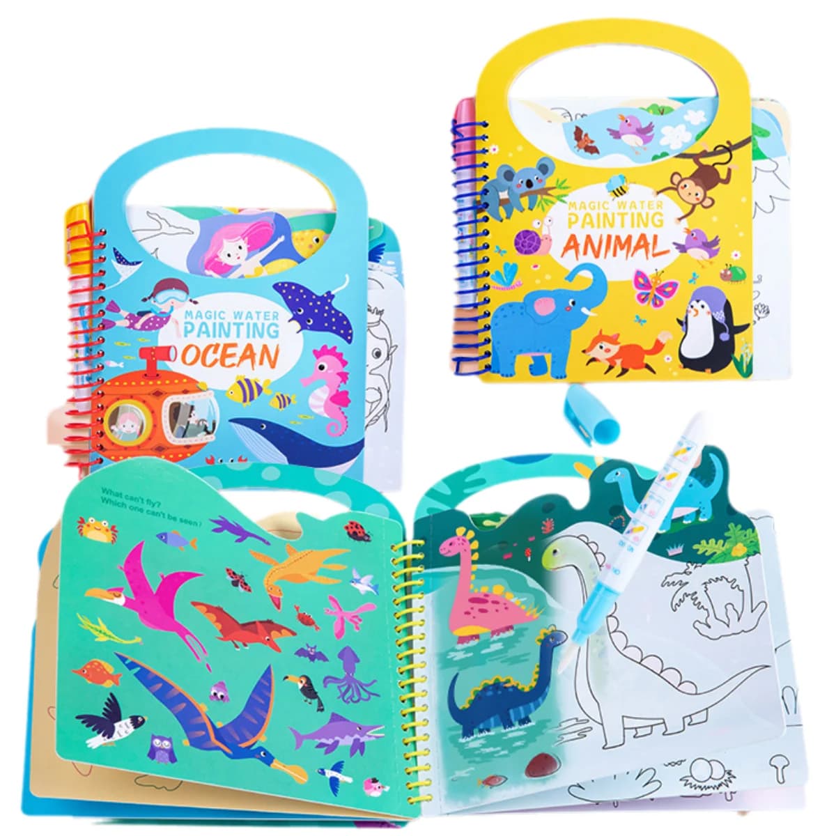 Libro da disegno ad acqua magico per bambini Libro da colorare riutilizzabile fai-da-te Scuola materna Graffiti Pittura Giocattolo Educazione precoce Attività d'arte divertente