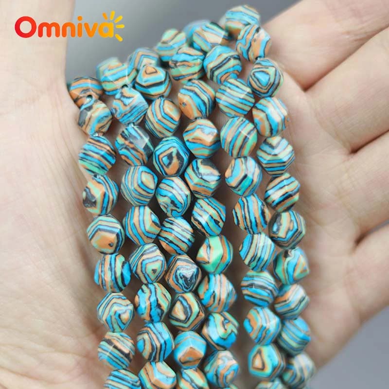 Perline sfaccettate in pietra naturale blu, gialle e nere a forma di pavone per la creazione di gioielli, fai da te, portachiavi, orecchini, accessori, filo da 15'' 6/8/10MM