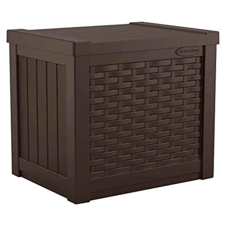 Contenitore da Esterno Piccolo - Box Portaoggetti da Esterno in Resina da 22 Galloni, con Coperchio Piatto e Seduta Integrata, Contenitore per Organizzazione Patio