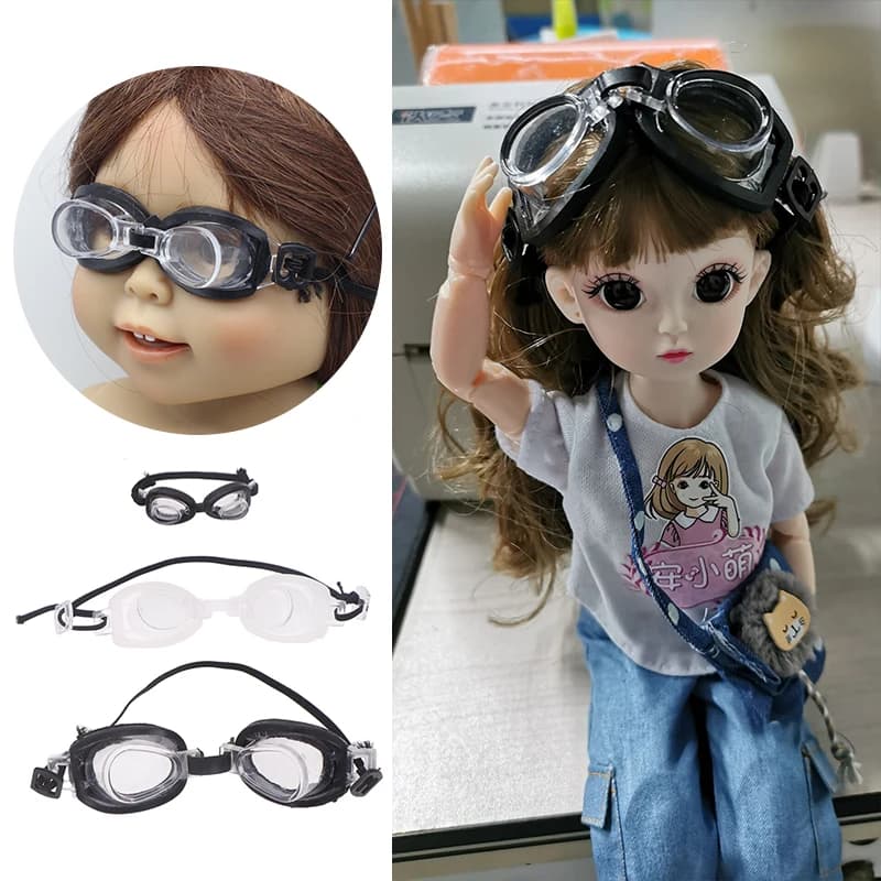 【M】1:12 1:6 Dollhouse Mini Diving Glasses Underwater Goggles With Elastic Rope Mini Sunglasses Swimming Goggles Model Toys Decor