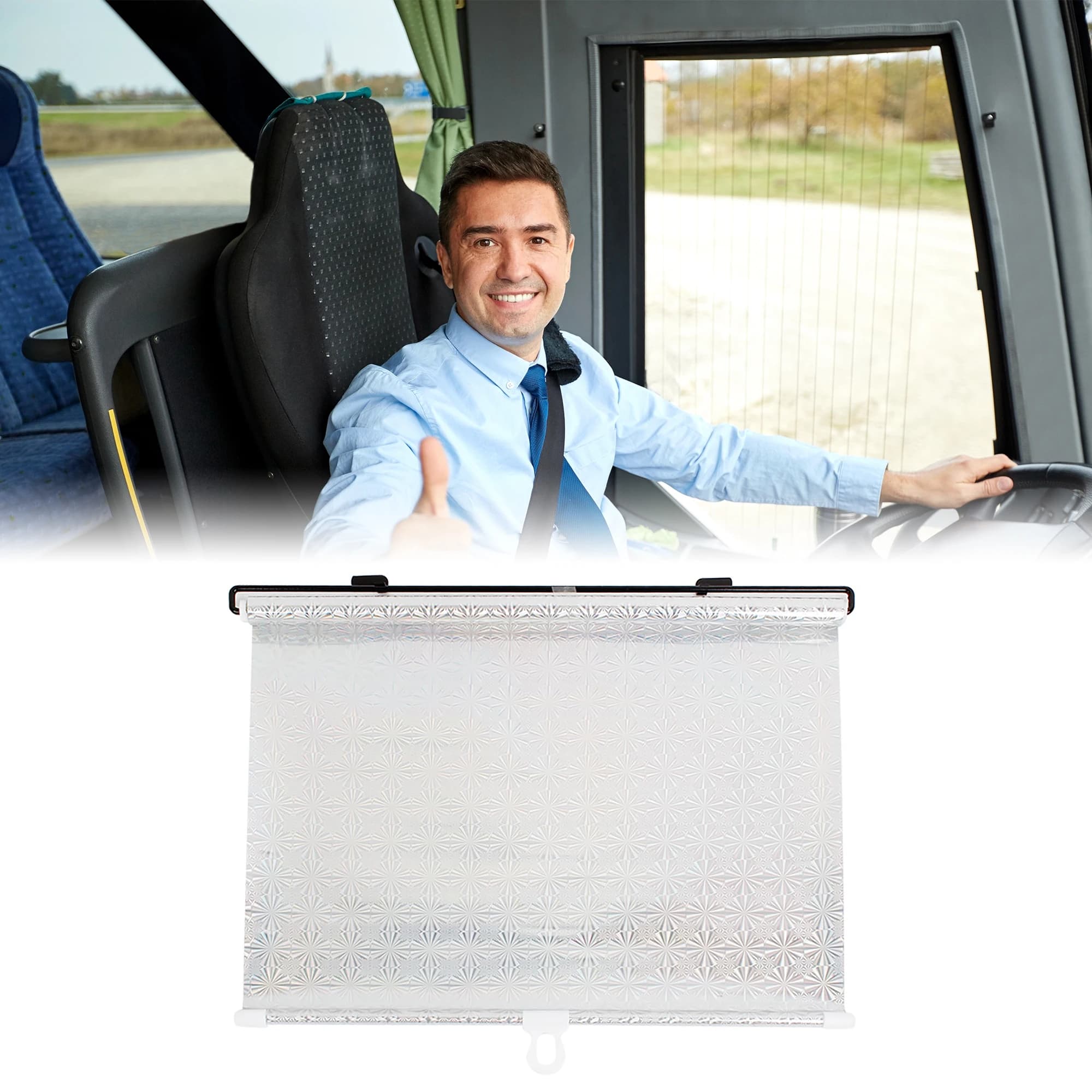 Uxcell Protezione solare retrattile riflettente per finestra, protezione per schermo a rullo, 125 cm x 40 cm