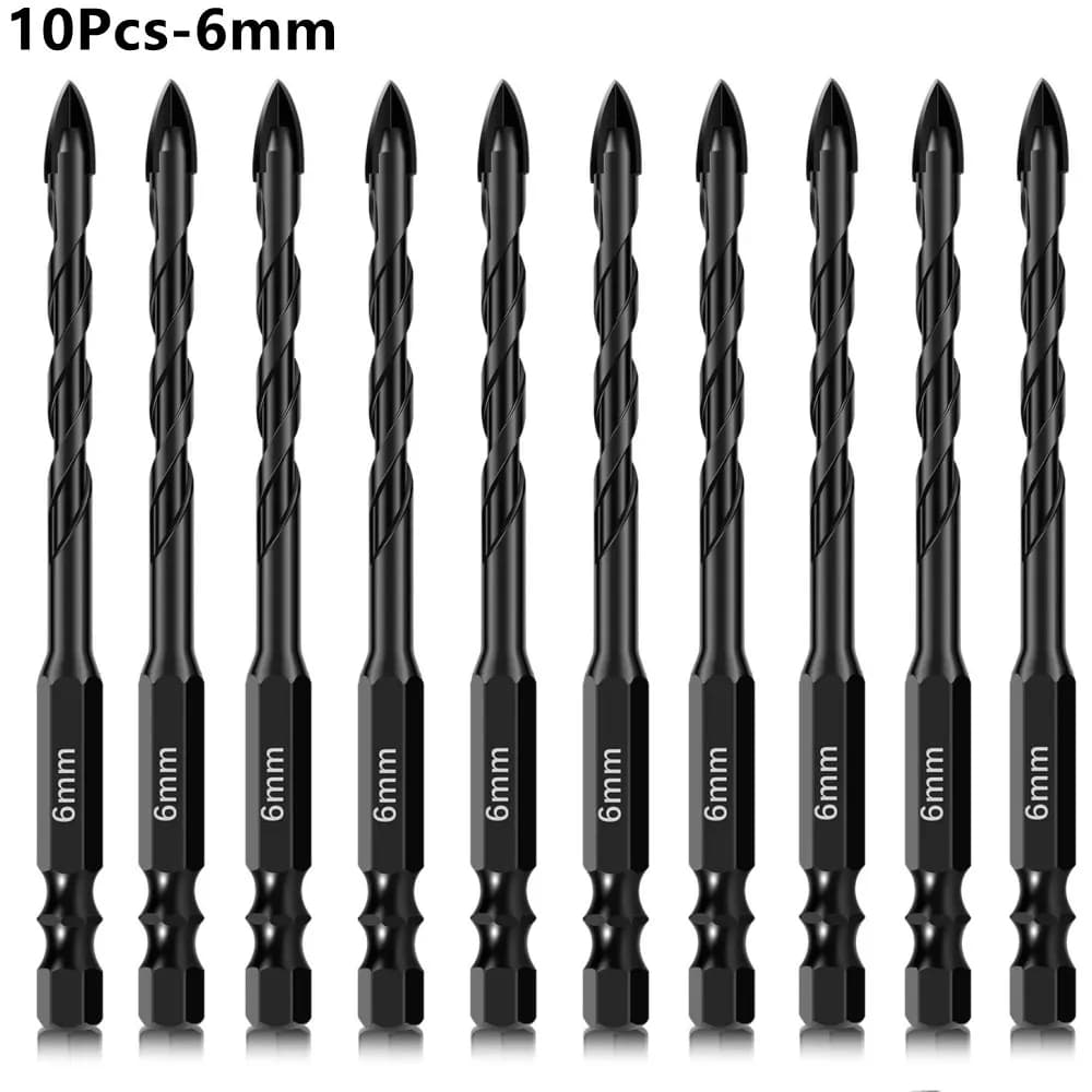 10 pz Croce Esagonale Piastrelle Punta da trapano Set 3-12mm Vetro Cemento Piastrelle di Ceramica In Lega Dura Triangolo Punta di Perforazione Professionale foro apri