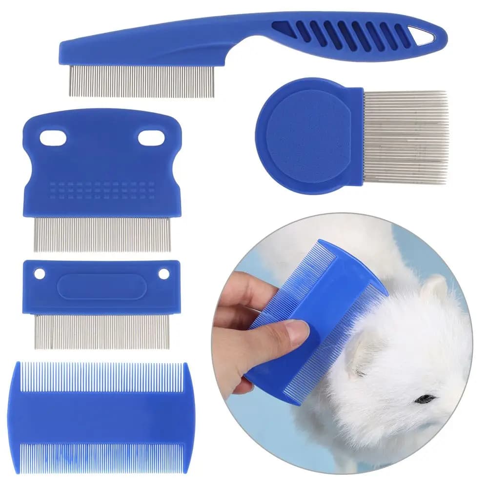 Set da 6 pezzi: Pettine per la rimozione delle macchie lacrimali impermeabile, Strumento sciogli-nodi a denti fini, Pettine per pidocchi, Pettini per toelettatura, Pettine antipulci per animali domestici
