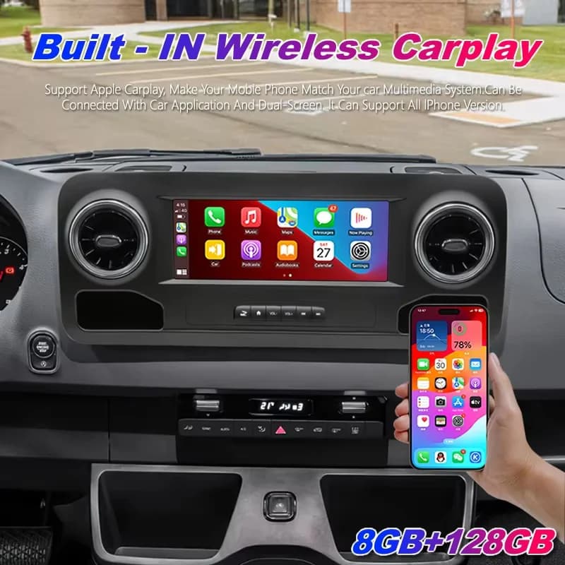 Per Benz Sprinter 2019 2020 2021 Multifunzione Auto Bluetooth Radio Senza Fili Carplay 128G 2Din Android Video Players GPS Nav DVD
