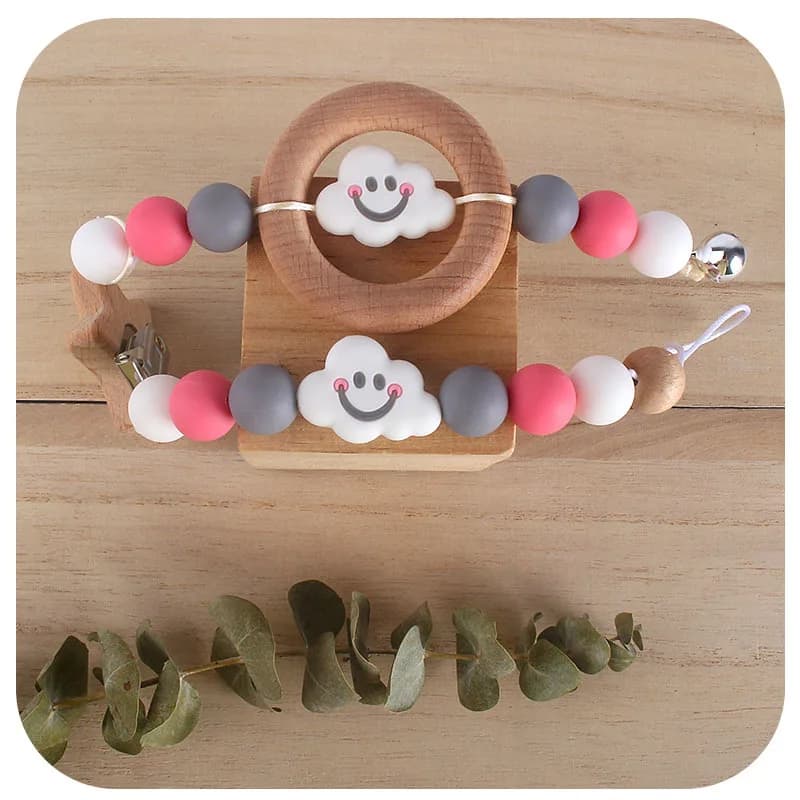 ABCPICK DIY Baby Food Grade Silicone Gel Molar Bracelet Cute Shape Baby Toy Wood Natural Nontoxic Ring Fashionable Baby Teether