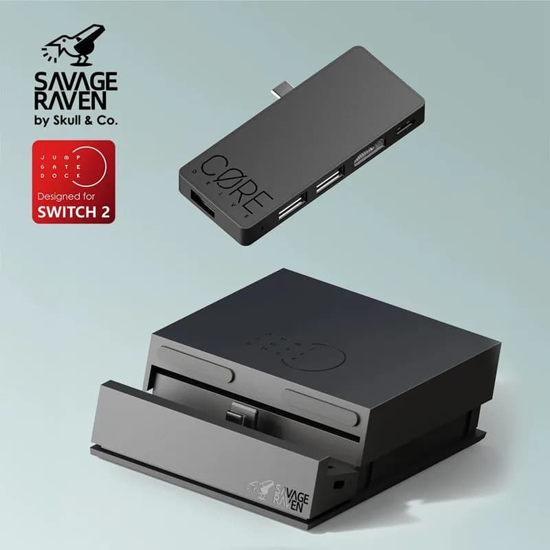 Savage Raven di Skull & Co. Dock Jumpgate per Nintendo Switch 2 Console Supporto portatile Docking station hub USB C per Switch OLED