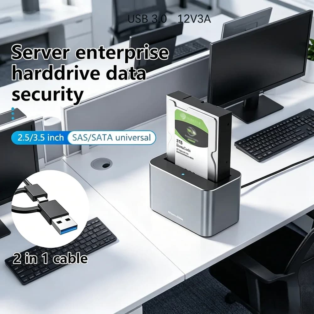 Box esterno per disco rigido SAS e SATA da 2,5/3,5 pollici, docking station SATA a USB 3.0 per HDD, custodia esterna per disco rigido