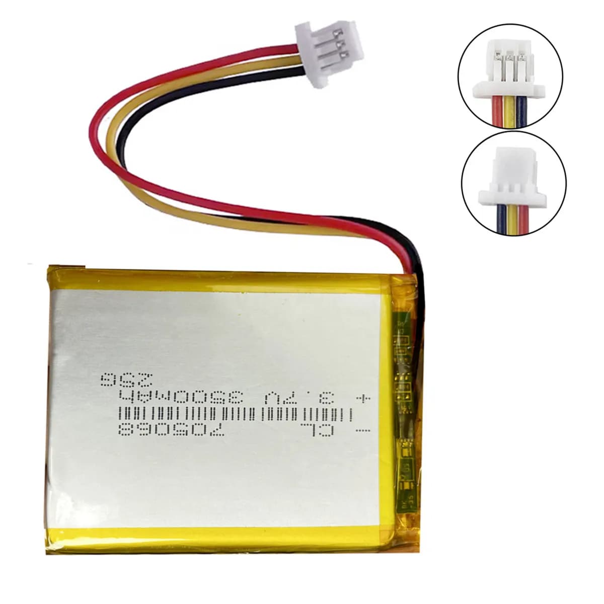 Batteria ricaricabile ai polimeri di litio da 3,7 V 3500 mAh 705068 705775 705575 con connettore JST 1,0 mm 3P per baby monitor, MP3, auricolari Bluetooth