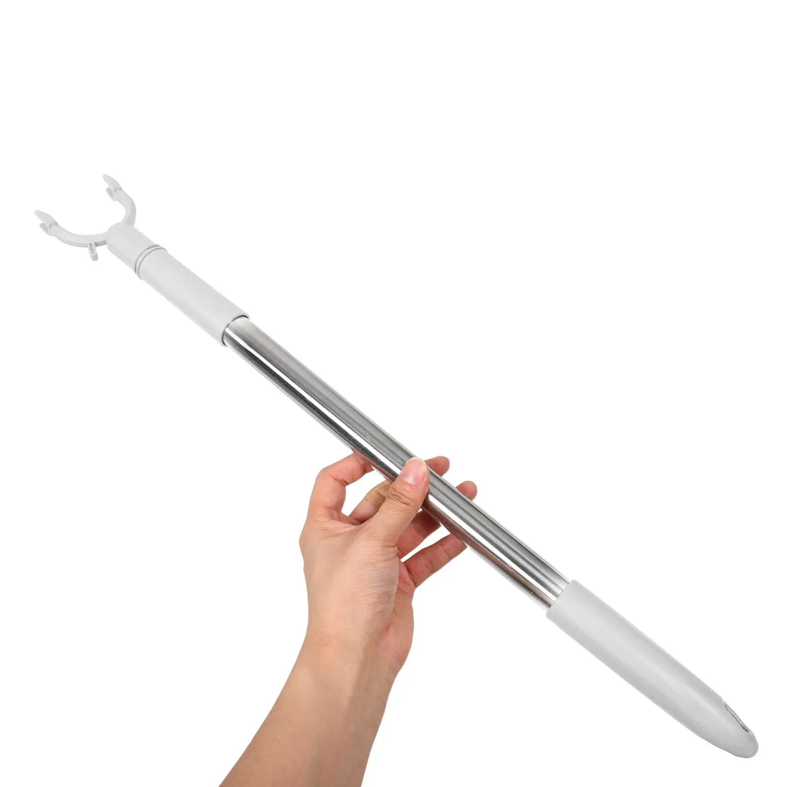 Telescopic Clothes Hanger Rod 21.77-31.57 Inches Stainless Steel Grey Adjustable Hanging Pole for Laundry Room Balcony Wardrobe