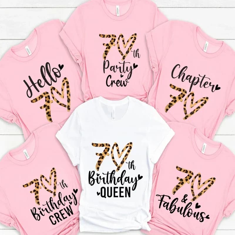 Ciao 70 Top T-shirt con grafica leopardata T-shirt per squadra di 70° compleanno per donna Abbigliamento estivo T-shirt a maniche corte per festa di compleanno